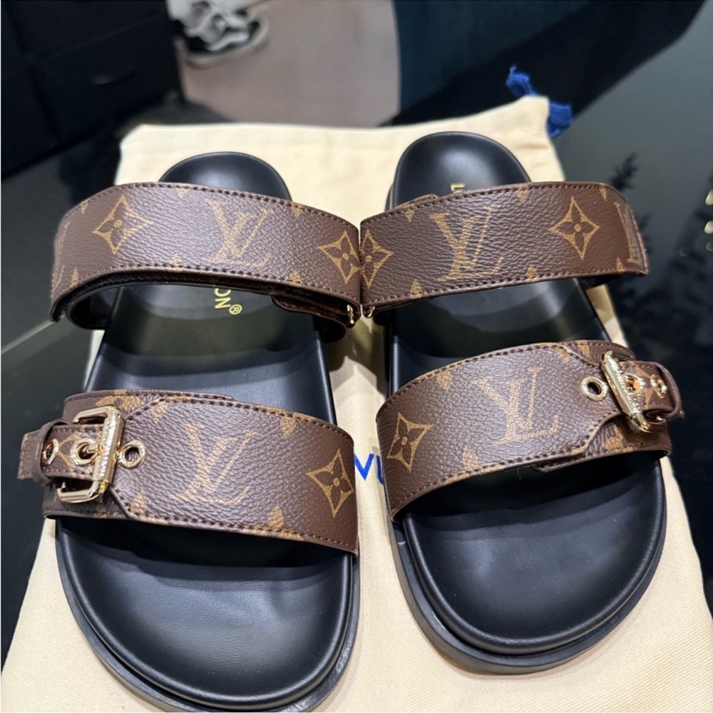 Louis Vuitton Monogram Brown Slide Sandals
